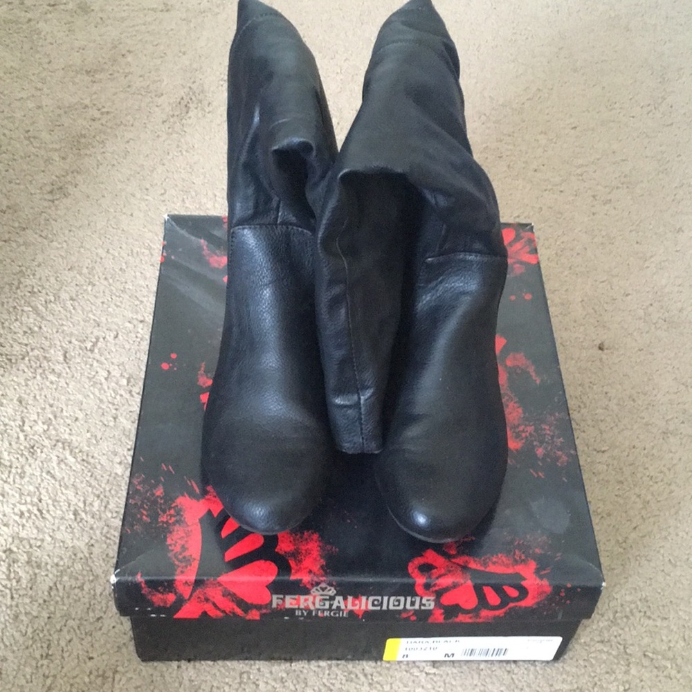 Fergalicious tall black boots